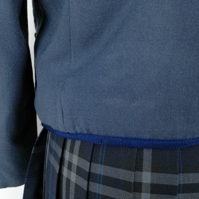 1円 ジャケット チェックスカート 紐タイ 上下4点セット カンコー 冬物 女子 学生服 静岡加藤学園高校 グレー 制服 中古 ランクC EY4064_画像4