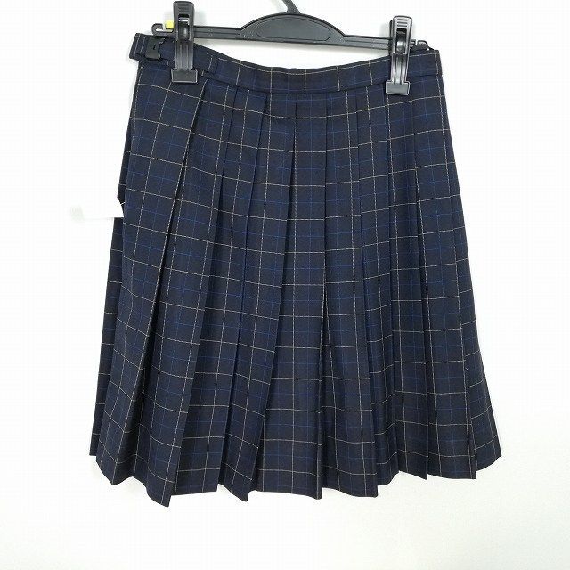 1円 スクールスカート 冬物 w69-丈52 チェック 愛知産業大学三河高校 プリーツ 学生服 制服 女子 中古 IN3345_画像2