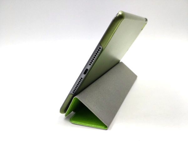 iPad mini4用 カバー PUレザー+ハードケース 三折 薄型 スタンド グリーン#2の画像5