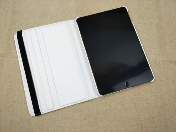 iPad mini 5用 カバー PUレザー+ハードケース 回転 スタンド ホワイト_画像3