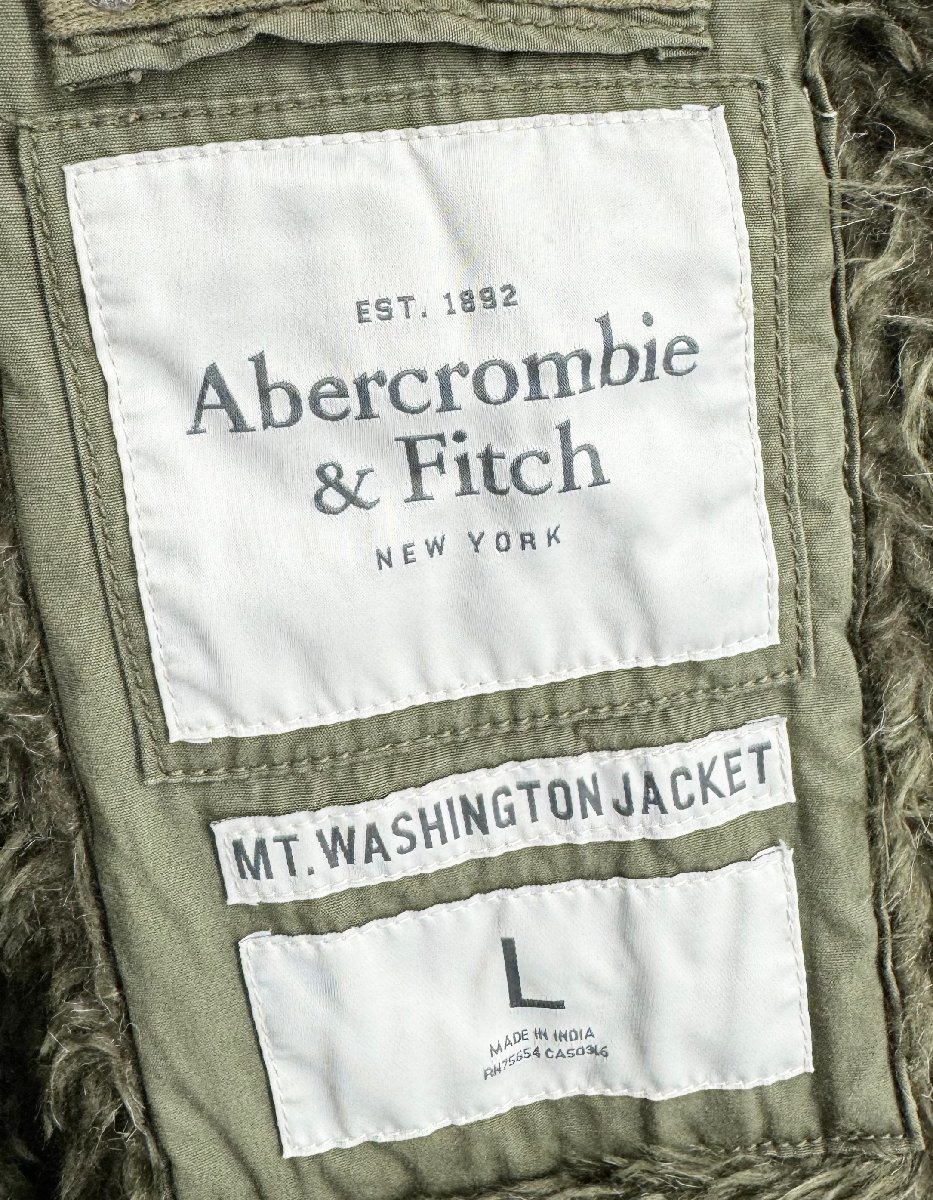 Abercrombie&Fitch アバクロ 名作 「MT.WASHINGTON JACKET/マウント ワシントン ジャケット」 コットン 裏ボア ミリタリー コート L カーキ_画像8