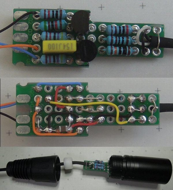 ステレオECMマイクをXLR（ファンタム）電源に対応する自作変換プラグ-004_回路組付け状態