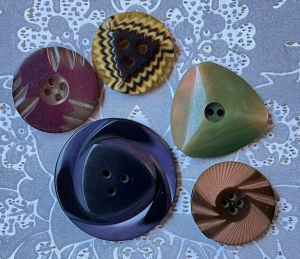  prompt decision button 5 piece φ17, 18, 20, 26mm resin plastic pattern material raw materials hand made parts France import Vintage 