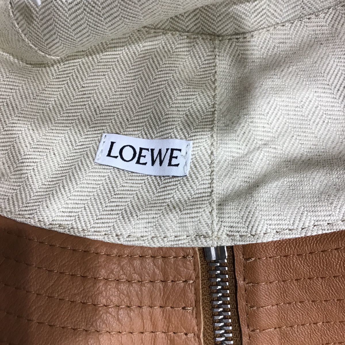 【LOEWE ロエベ】112.10.010 フィッシャーマンハット バケットハット S ブラウン ナパカーフ ジップ 2302oki_画像4