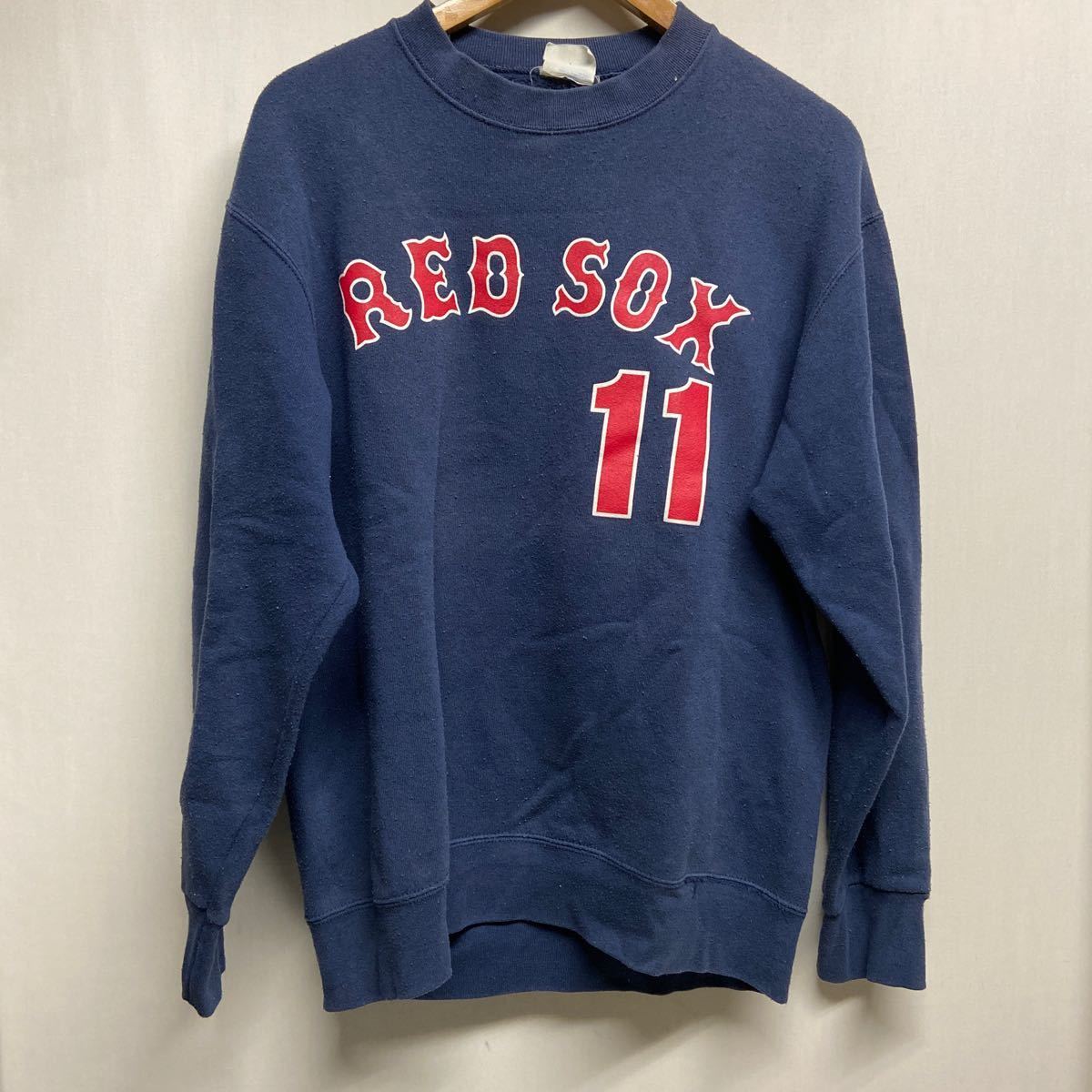 【majestic マジェスティック】MLB-954J RED SOX スウェット コットン50% ポリエステル50% ネイビー Mサイズ トレーナー 古着 A 2402oki_画像1