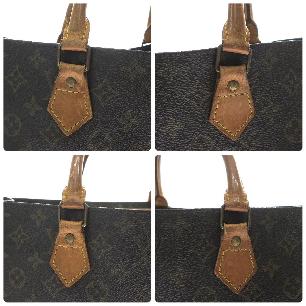 1円スタート LOUIS VUITTON ルイヴィトン サックプラ M51140 MI9003 モノグラム ハンドバッグ トートバッグ ブラウン メンズ レディース_画像7