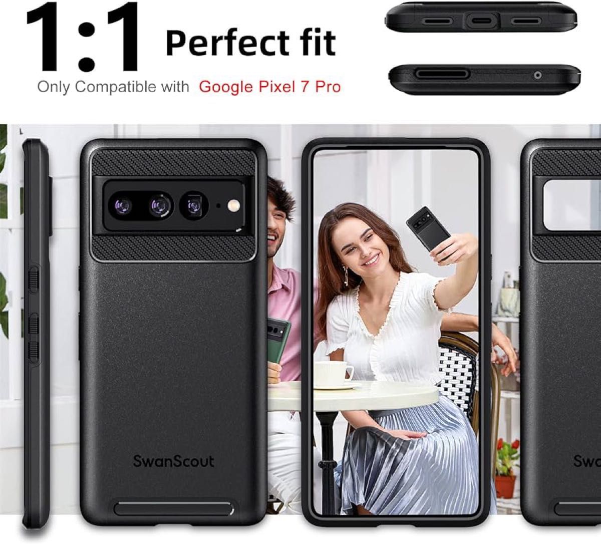 SwanScout Google Pixel 7 Pro対応 耐衝撃ケース 保護カバー、PC+TPU 二重構造、ワイヤレス充電可能