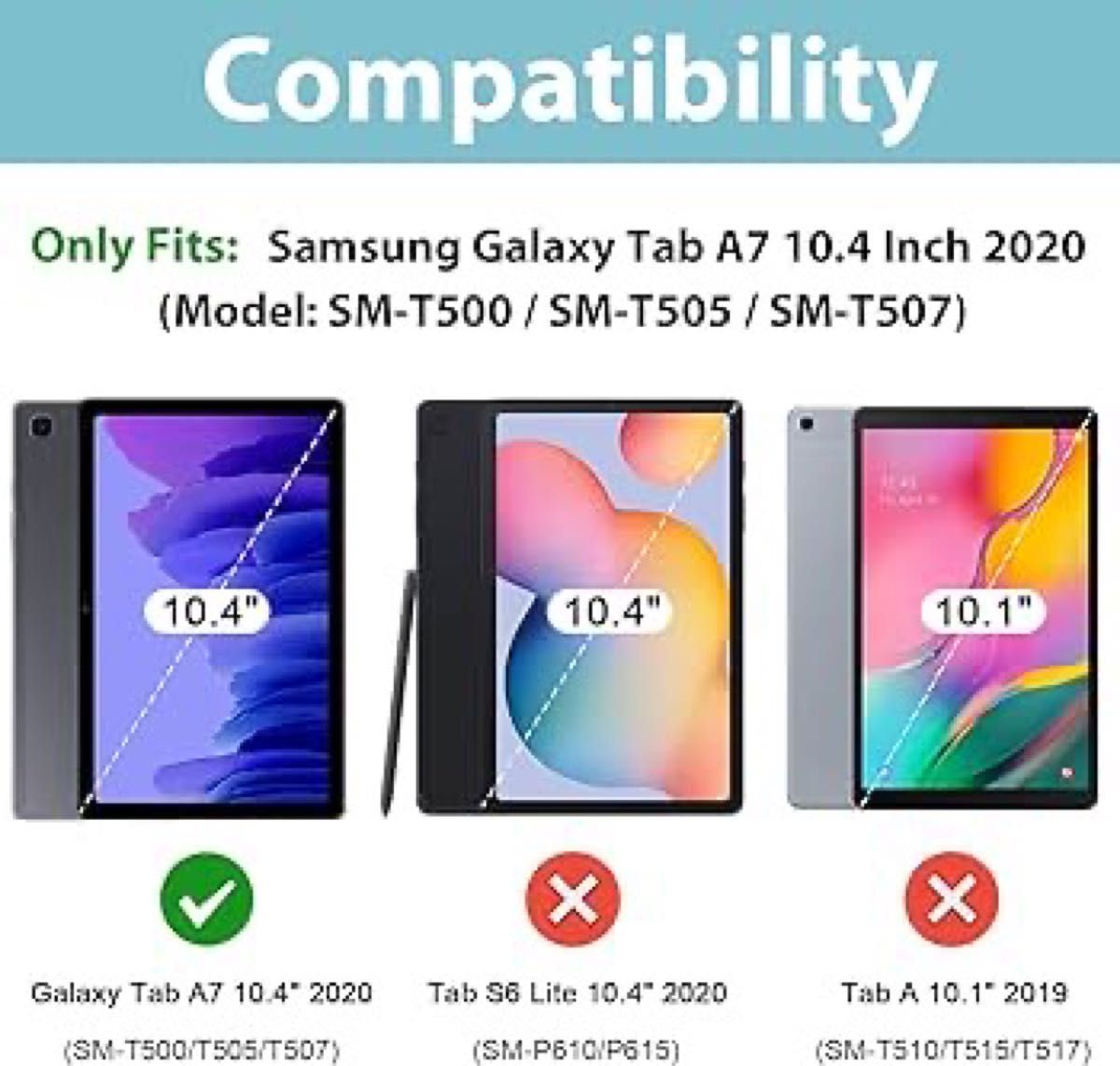 Galaxy Tab A7 10.4”フォリオケース 2020 (T500 T503 T505 T507), ３つ折り スリム 