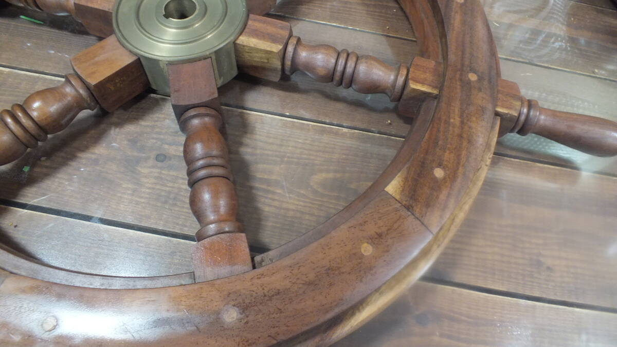 古い木製　アンティーク船　舵舵輪　店舗什器　カフェ　什器　古家具　インテリア　船舶_画像3
