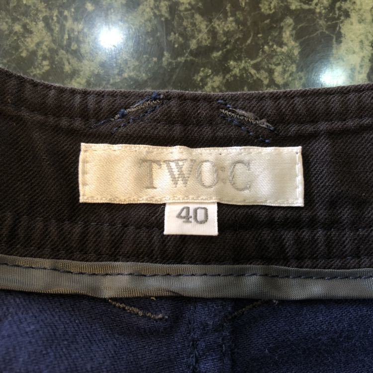 【美品】TWO:C★トゥーシー レーヨン混綿パンツ レディースパンツ チノパン 紺色 ネイビー 青 40サイズ_画像4