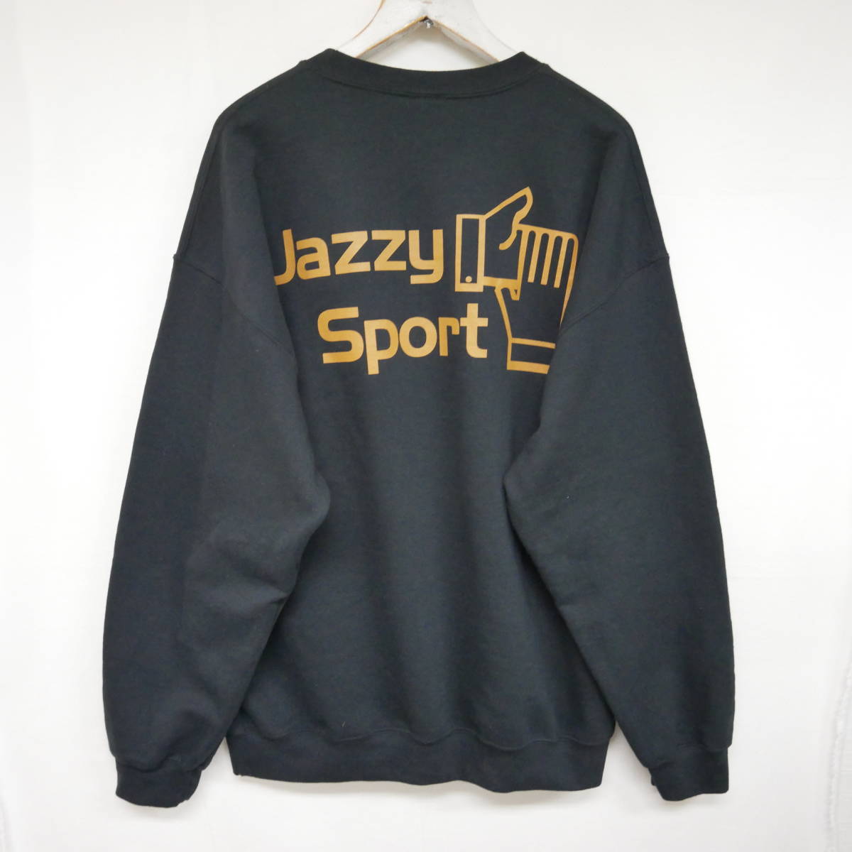 【1円】良好 国内正規 JAZZY SPORT ジャジースポーツ ジャジースポート バックロゴ クルーネックスウェット 日本製 BLACK 黒 XL_画像1