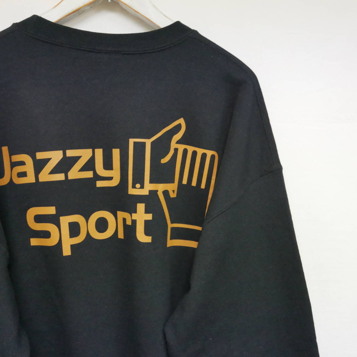【1円】良好 国内正規 JAZZY SPORT ジャジースポーツ ジャジースポート バックロゴ クルーネックスウェット 日本製 BLACK 黒 XL_画像2