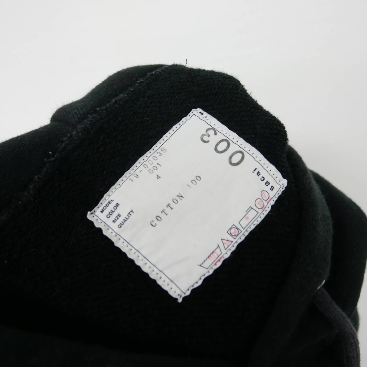 【1円】良好 国内正規 sacai サカイ 19AW MELTING POT HOODIE メルティングポット スウェットパーカー 19-0003S BLACK ブラック 黒 4 XL_画像4