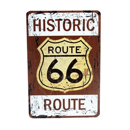 ルート６６ブリキ看板　20㎝×30㎝　HISUTORIC ROUTE66 レトロ風　新品　未使用品_画像1