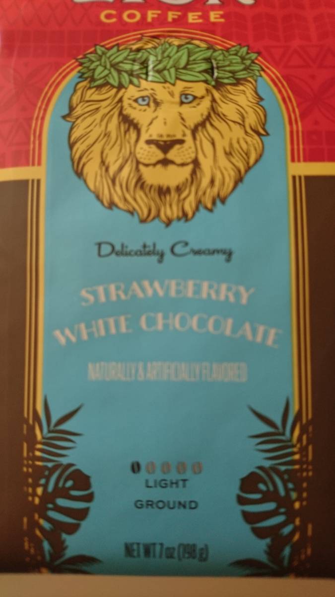 【賞味期限間近の為お値下げ】ライオンコーヒー☆粉　バニラマカダミア・ストロベリーホワイトチョコレート 7oz(198g)×２種セット_画像4
