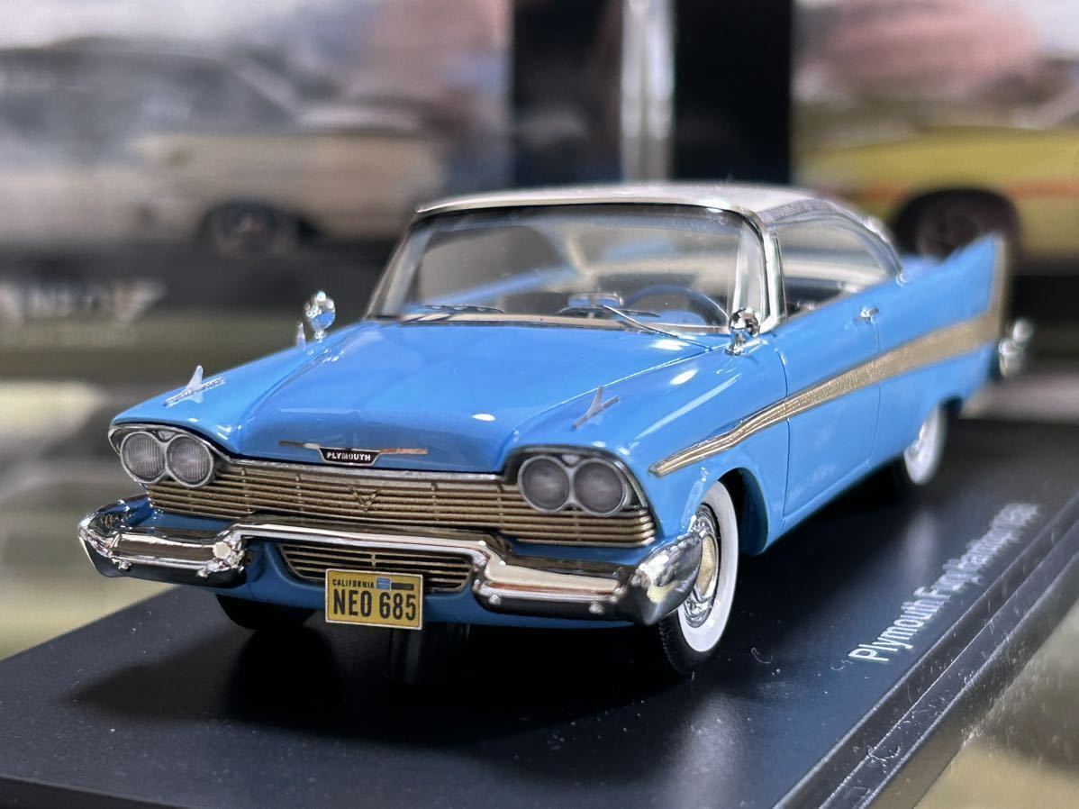 ネオ NEO Scale Models 1/43 Plymouth Fury Hardtop 1958 Blue/White [NEO 46085] (サイドモールに浮きがあります。)_画像1