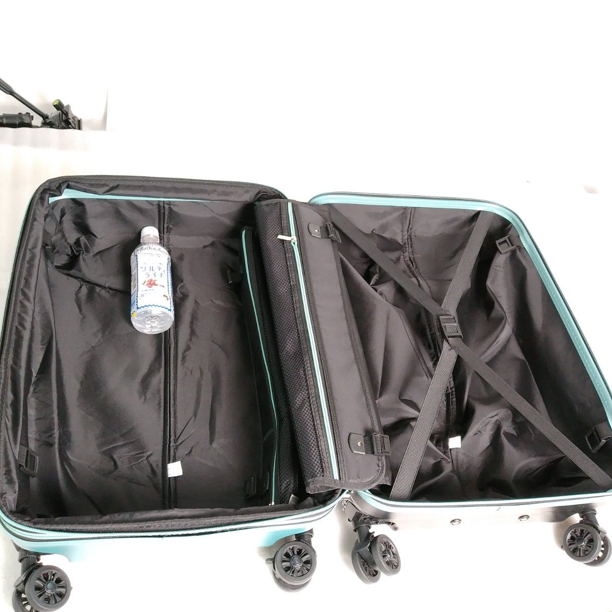 ス7　着脱式タイヤ　Lサイズ　 スーツケース　拡張機能　 TSAロック　サスペンション　ストッパー　カップホルダー　ミントグリーン