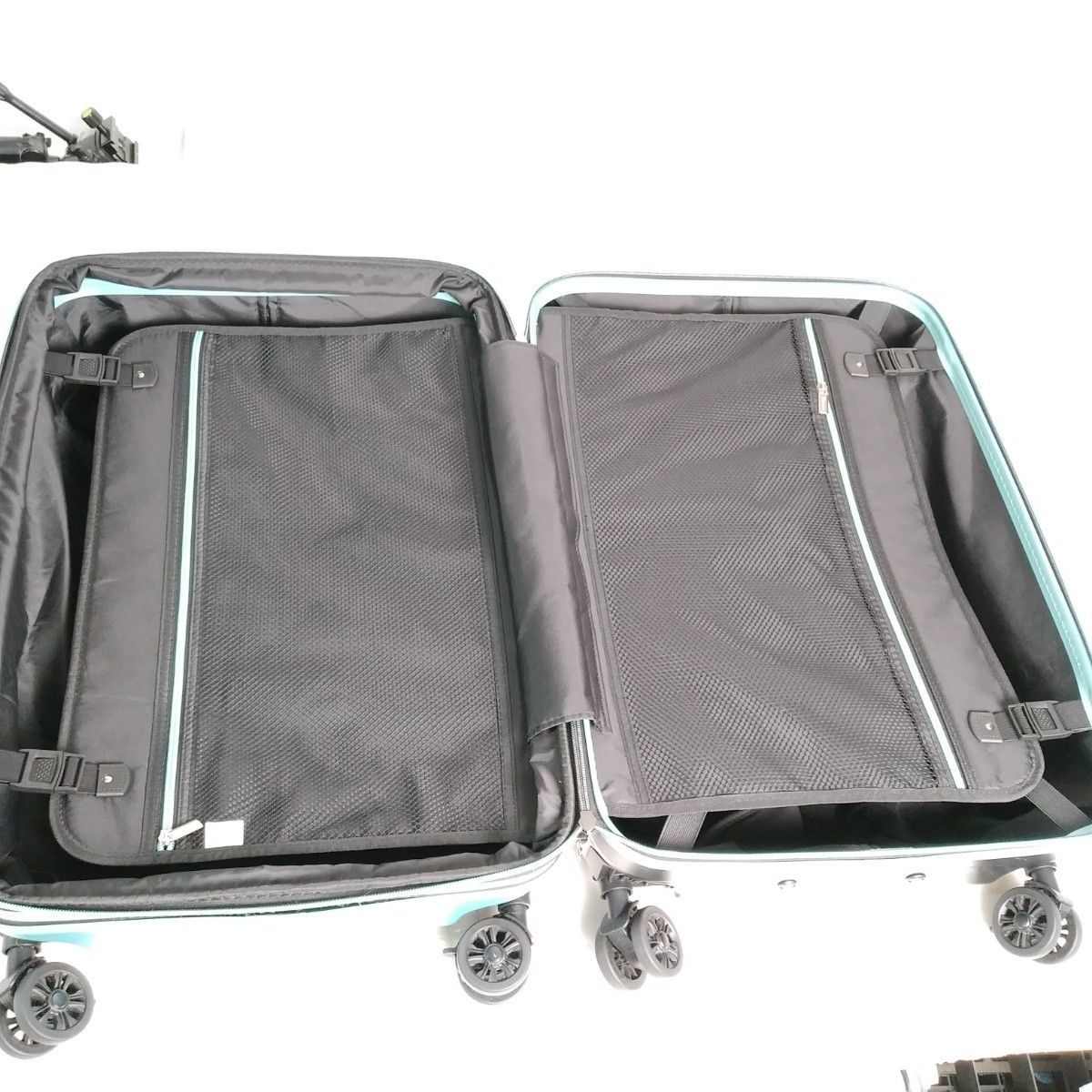 ス7　着脱式タイヤ　Lサイズ　 スーツケース　拡張機能　 TSAロック　サスペンション　ストッパー　カップホルダー　ミントグリーン