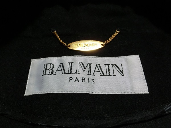 美品　BALMAIN　バルマン　カシミヤ混　ファー　デザイン　ロングコート　ブラック　９_画像4