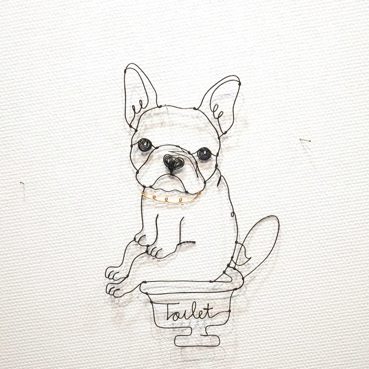 おトイレしているフレンチブルドッグのワイヤーアート◎愛犬を癒しのインテリアに♪_画像1
