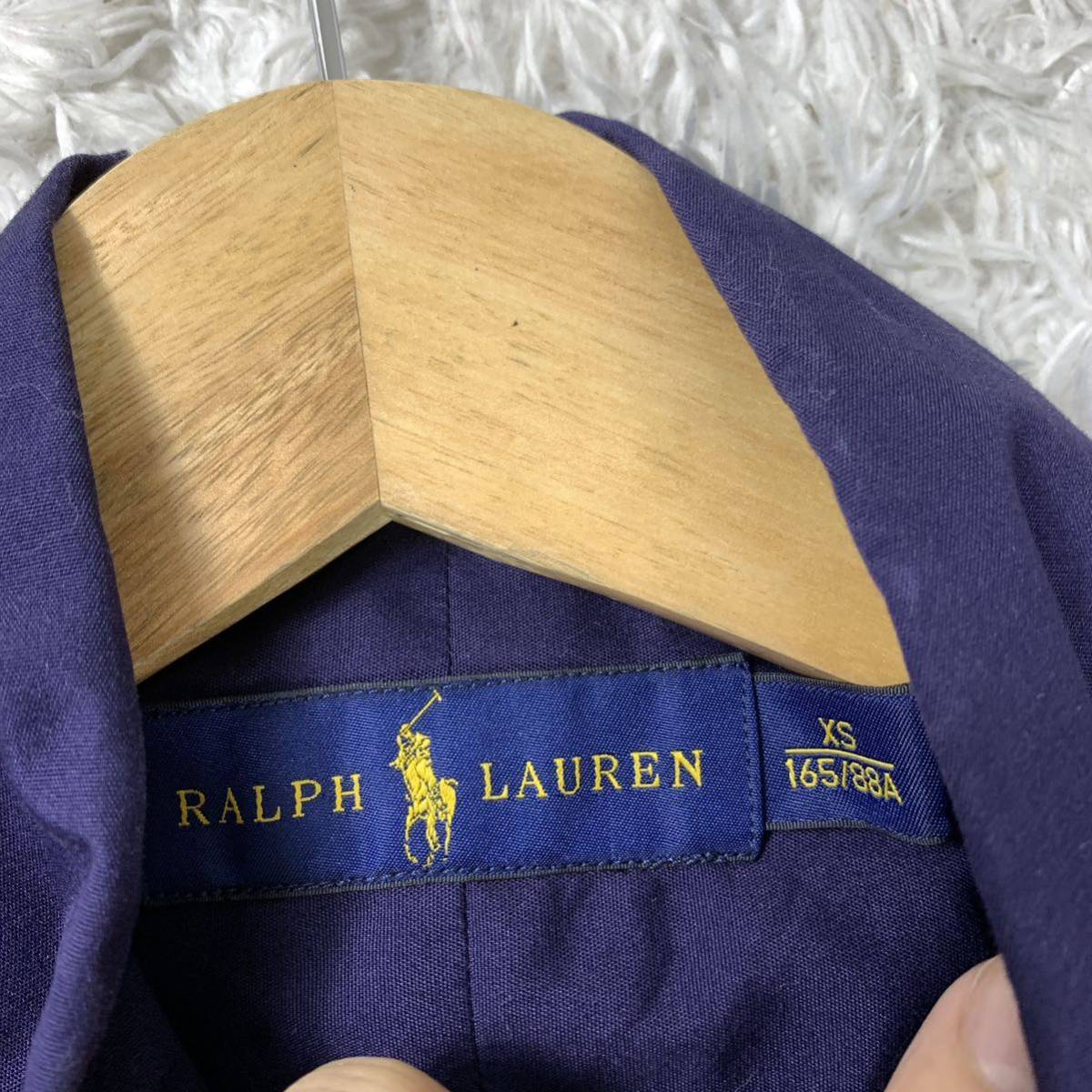 RALPH LAUREN ラルフローレン 長袖シャツ ボタンダウンシャツ ネイビー XS YA6041_画像4