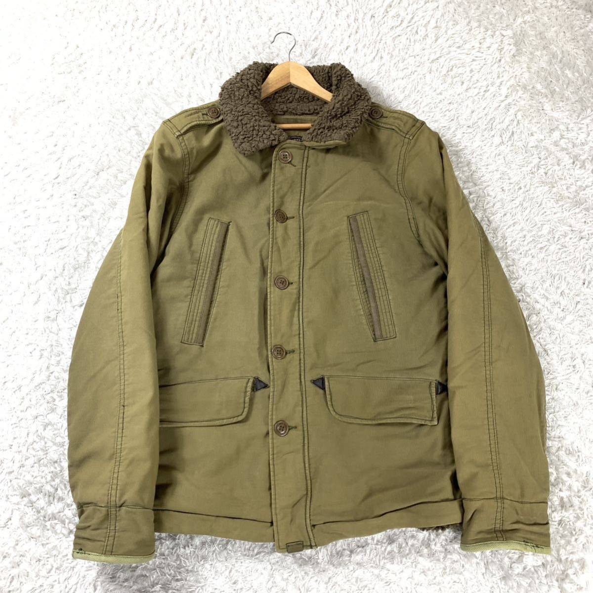 Abercrombie & Fitch アバクロンビー＆フィッチ ボア ジャケット ミリタリージャケット ブルゾン グリーン カーキ B-9 jacket XL YA6201_画像1