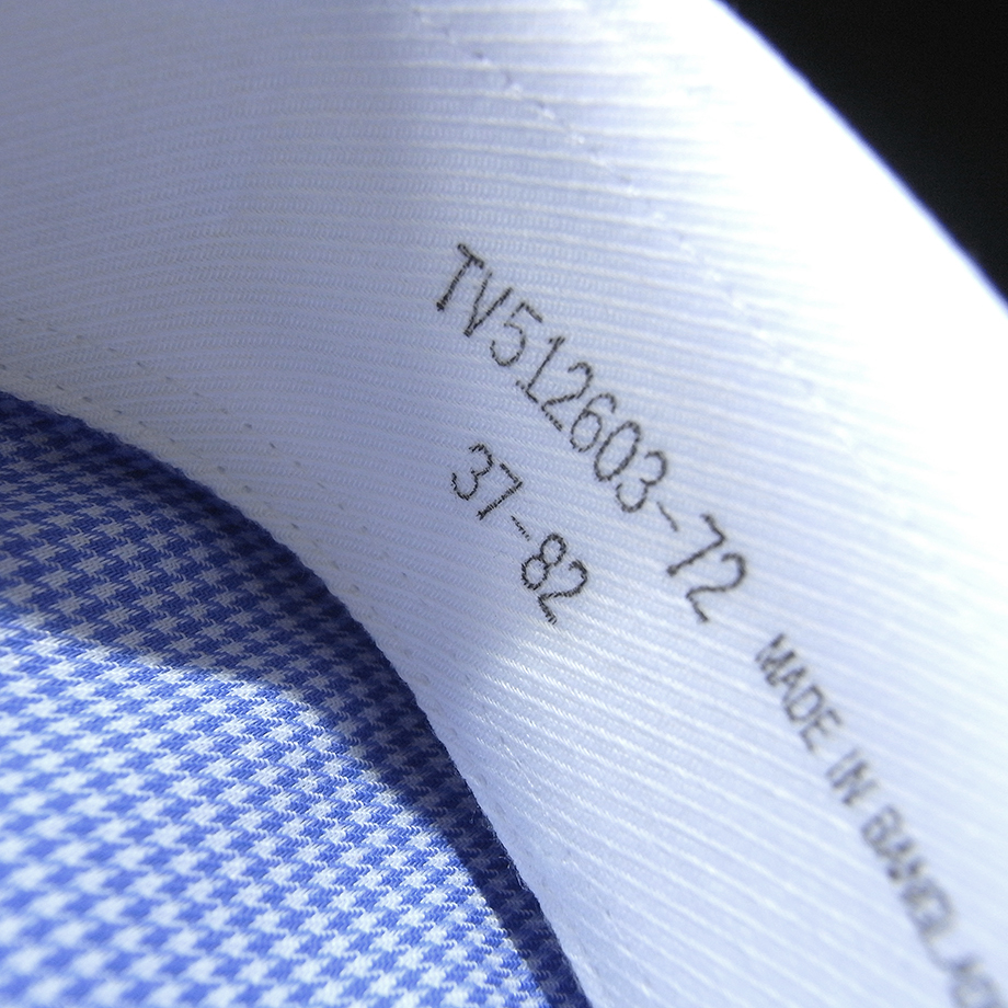 ［hu0298］TOPVALU 細かいブルーの千鳥格子（襟、袖口：白）ワイシャツ　S(37)-82_画像5