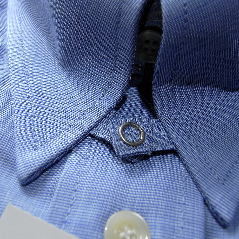 ［hu0303］Valente Valentino 落ち着いたブルーの半袖ワイシャツ　M(39)_画像2