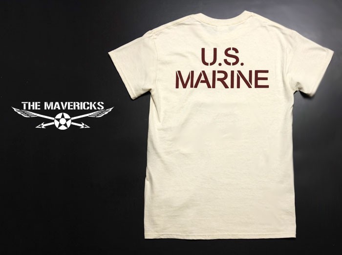 Tシャツ メンズ L ミリタリー USマリン U.S.MARINE 米海兵隊 MAVERICKS ブランド 生成り ナチュラルの画像5