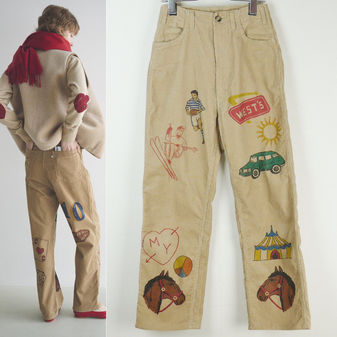 WESTOVERALLS for RHC 23AW ロンハーマン別注 ウエストオーバーオールズ Memorial Print Pants メモリアル プリント パンツ24 コーデュロイ_画像1