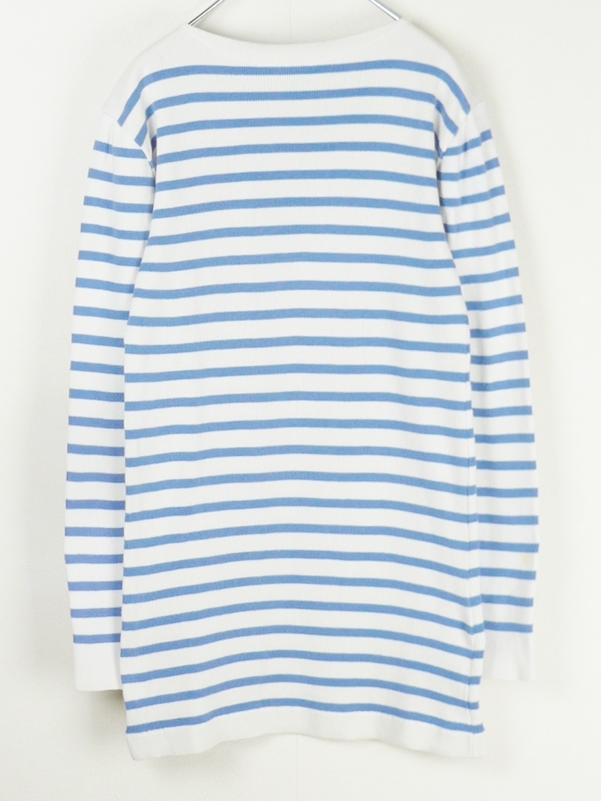 Tee nowos ティーノーウォス 22SS Striped T-Shirt ストライプTシャツ/ボーダーニット/バスクシャツF ホワイト×ブルー スラブコットン 67_画像1