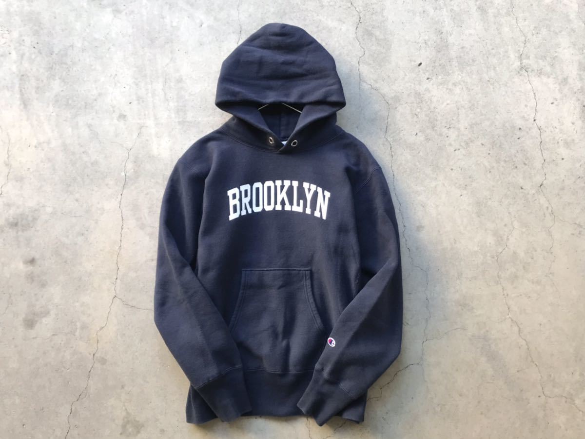 BEAMS別注 Champion [BROOKLYN] リバースウィーブ仕様 スウェットパーカー L メンズ REVERSE WEAVE ブルックリン トレーナー 紺 ネイビー_画像2