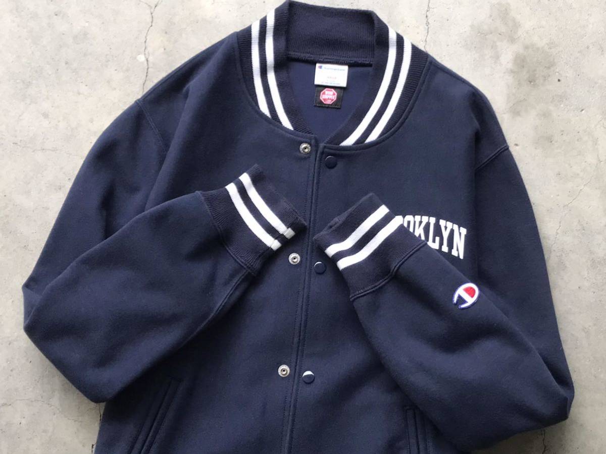 BEAMS別注 Champion [WINDSTOPPER] [BROOKLYN] リバースウィーブ スウェット スナップカーディガン L REVERSE WEAVE ウインドストッパー 紺_画像7