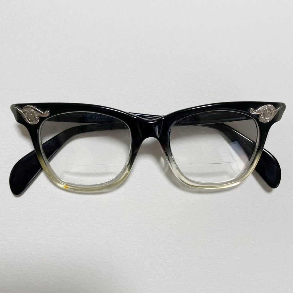 40s 50s AMERICAN OPTICAL 44/18 アールデコ 2トーン 眼鏡 アメリカンオプティカル オーバーサイズリベット ビンテージ メガネ AO 古着_画像1