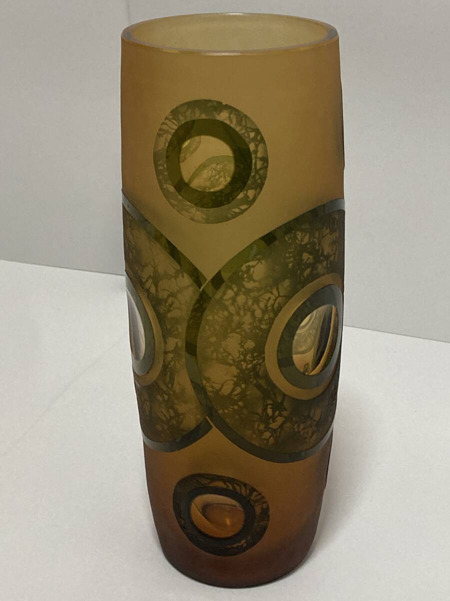 ガラス工芸 フラワーベース 花瓶 ガラス製 オシャレ インテリア レトロ 詳細不明 花器 幅12㎝ 高さ30㎝ 重さ2111g の画像4