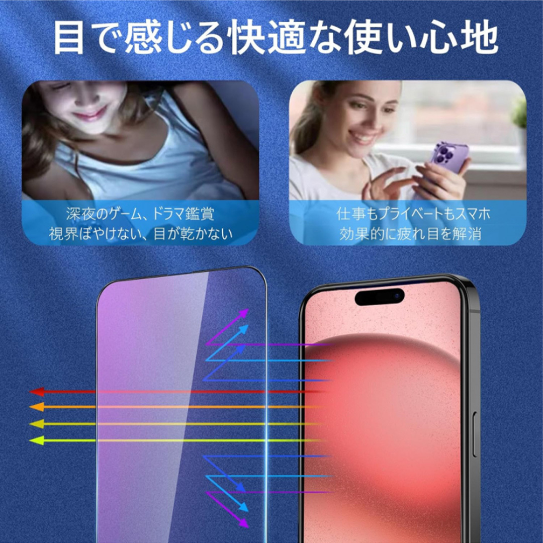 iPhone15 Pro Max 強化ガラス 保護フィルム ブルーライトカット_画像3