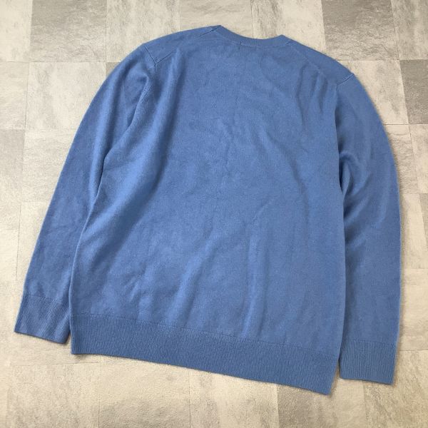 【高級感溢れるカシミヤ 100％】美品 ユニクロ UNIQLO カシミアニット セーター ブルー メンズ XLサイズ 滑らか着心地_画像2