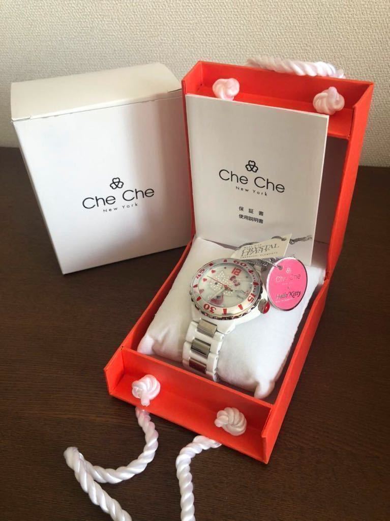 * Hello Kitty ×Che Che NewYork*chichi New York collaboration SWAROVSKI lady's wristwatch Crystal white quartz Sanrio 