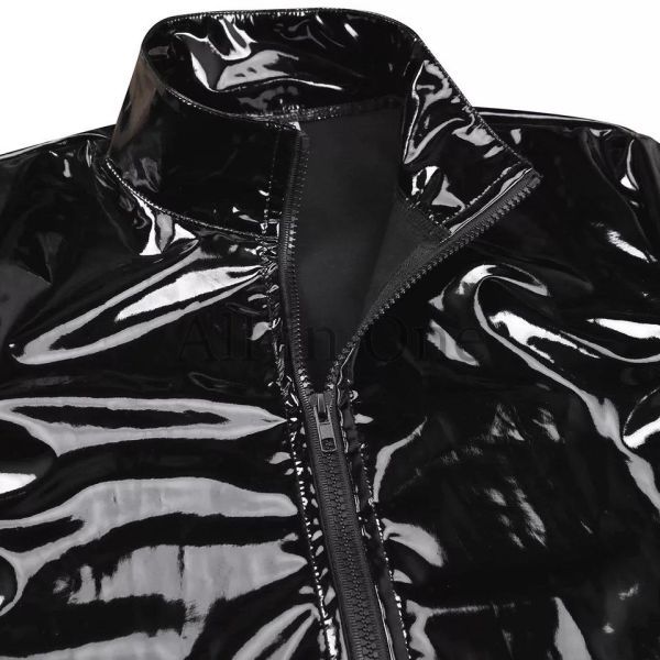 82-25-34 men's lustre pa tent leather jacket tops [ black,L size ] man tops Event cosplay ero sexy.2