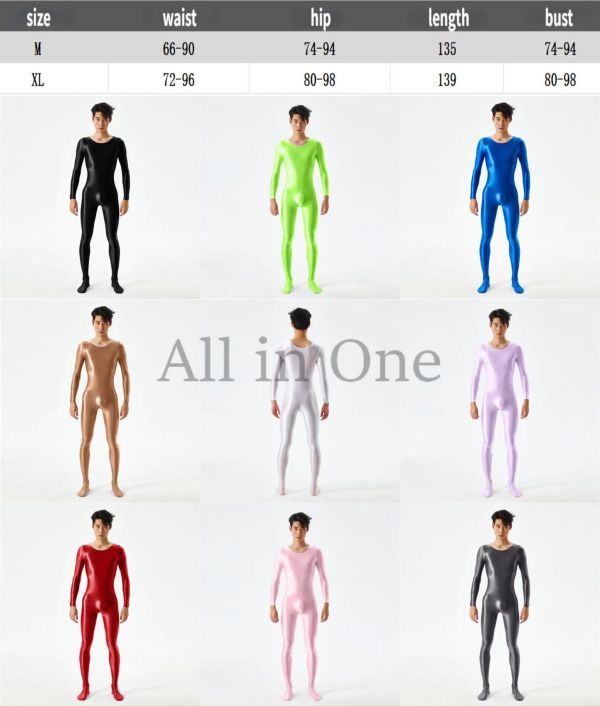 91-31-38 men's gloss gloss lustre whole body Jump suit [ green,XL size ] man sexy cosplay ero fancy dress Event costume.3