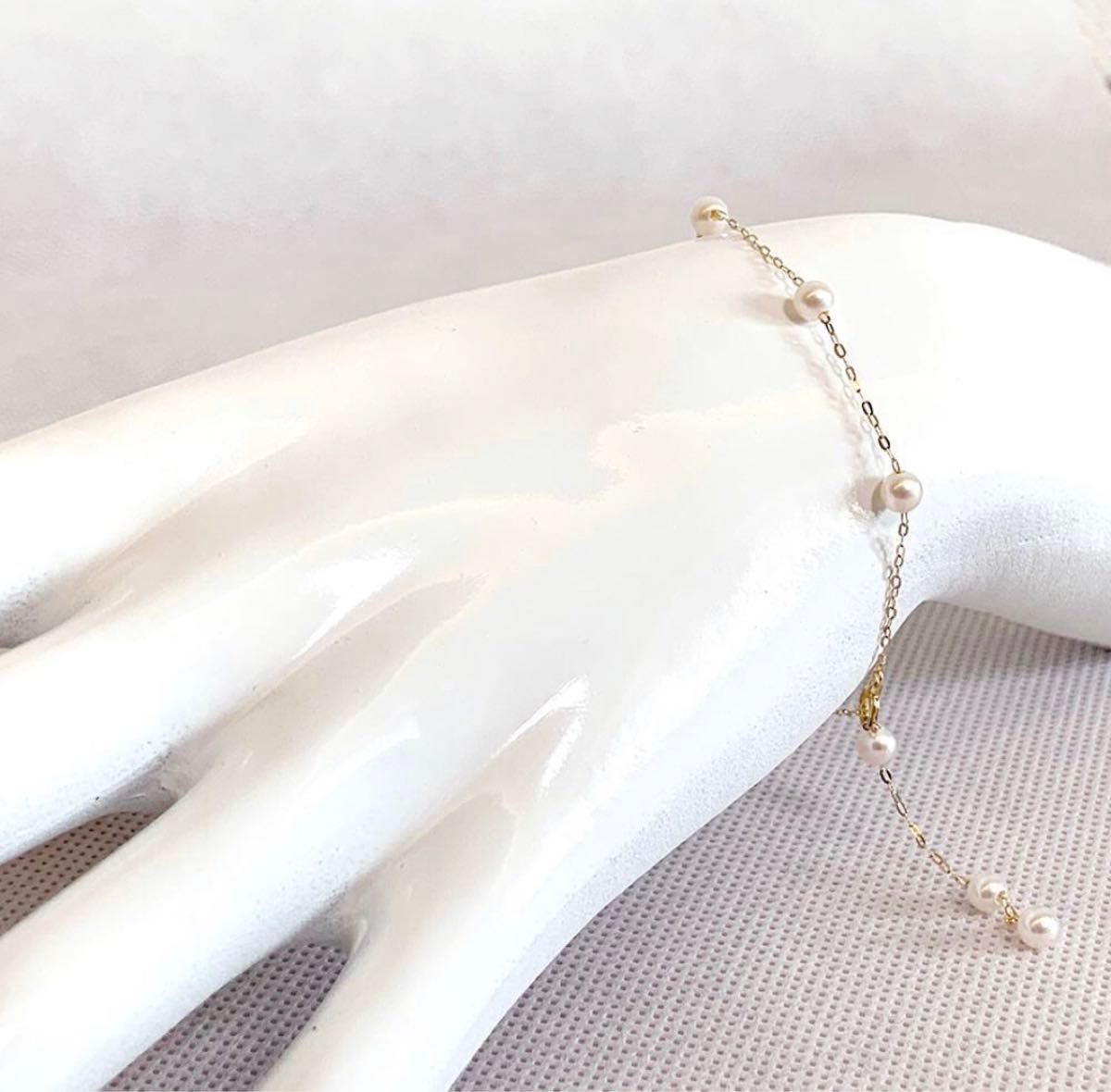 お買得★華奢なk18アコヤ本真珠：ブレスレット&ネックレスのセット
