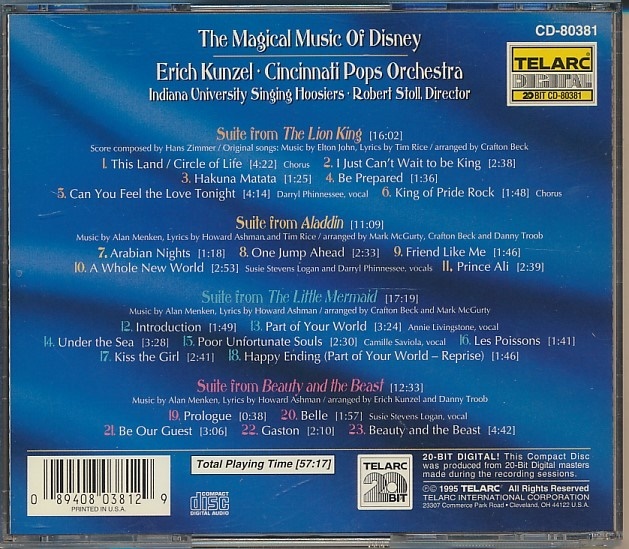 CD●THE MAGICAL MUSIC OF DISNEY カンゼル、シンシナティ・ポップス・オーケストラ 輸入盤の画像2