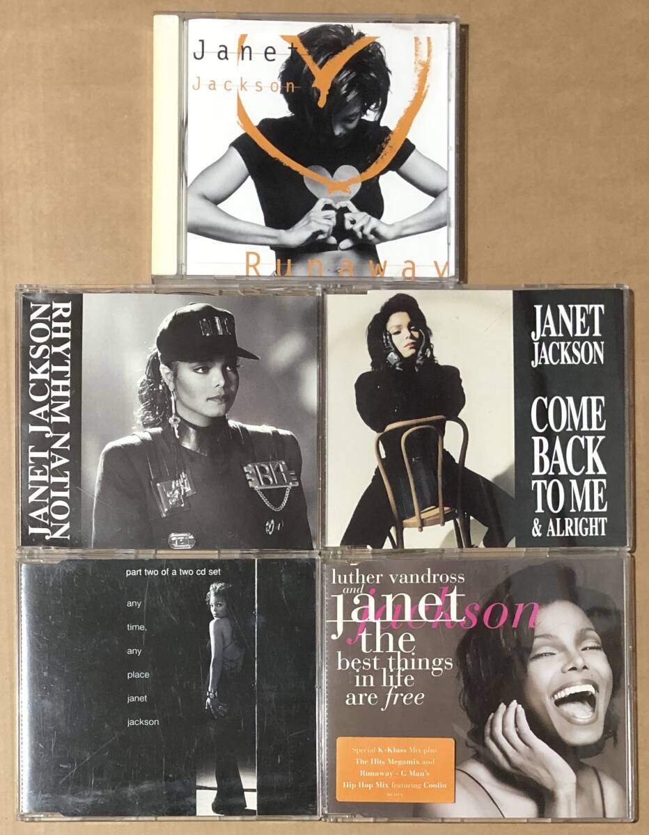CD5枚セット●ジャネット・ジャクソン / RUNAWAY,RHYTHM NATION,COME BACK TO ME,ANY TIME ANY PLACE,BEST THINGS IN LIFE ARE FREE_画像1