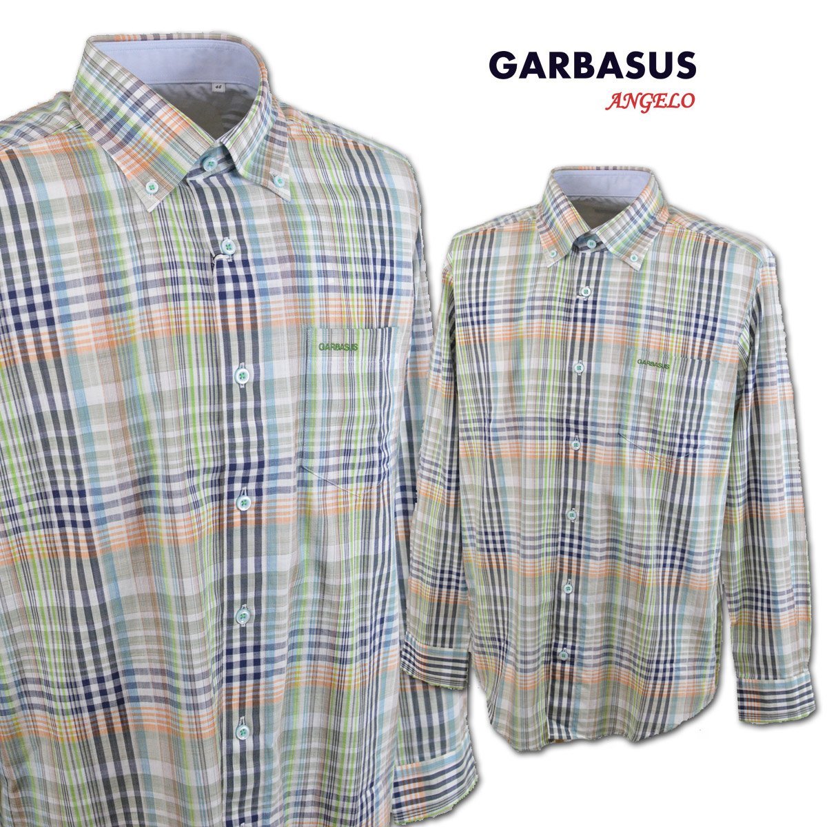 30%OFF【GARBASUS ガルバス】メンズ 長袖シャツ L(48) グリーン系チェック 31-1107-03-85 アンジェロ カジュアル おしゃれ @_画像1