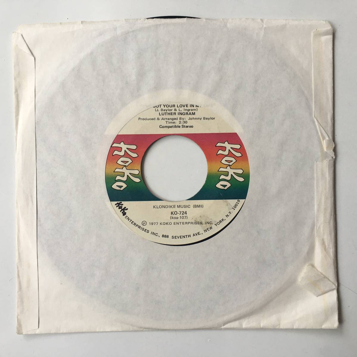 2421●Luther Ingram Let's Steal Away To The Hideaway / I've Got Your Love In My Life / KO-724 / EP 7inch アナログ盤_画像2