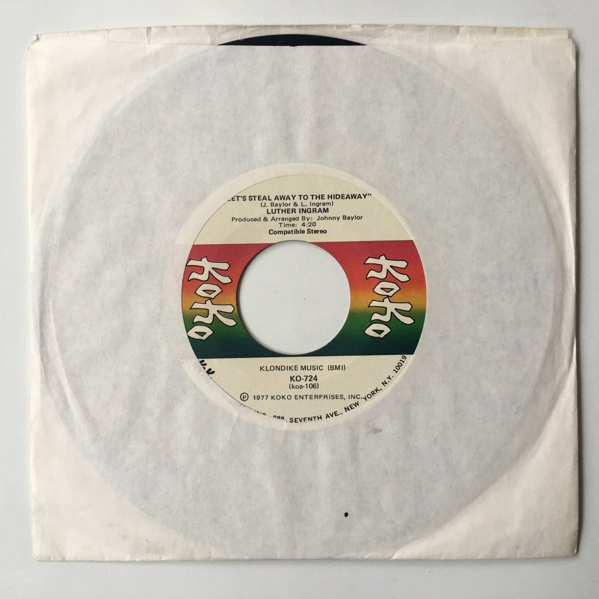 2421●Luther Ingram Let's Steal Away To The Hideaway / I've Got Your Love In My Life / KO-724 / EP 7inch アナログ盤_画像1