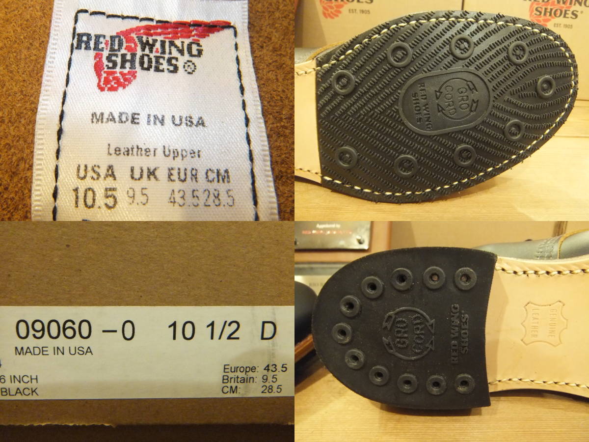 Red Wing стандартный магазин 9060 Beck man * Flat box новый товар ботинки [ чёрный k long большой k= чай сердцевина черный ][10.5=28.5cm]. бесплатная доставка .!!