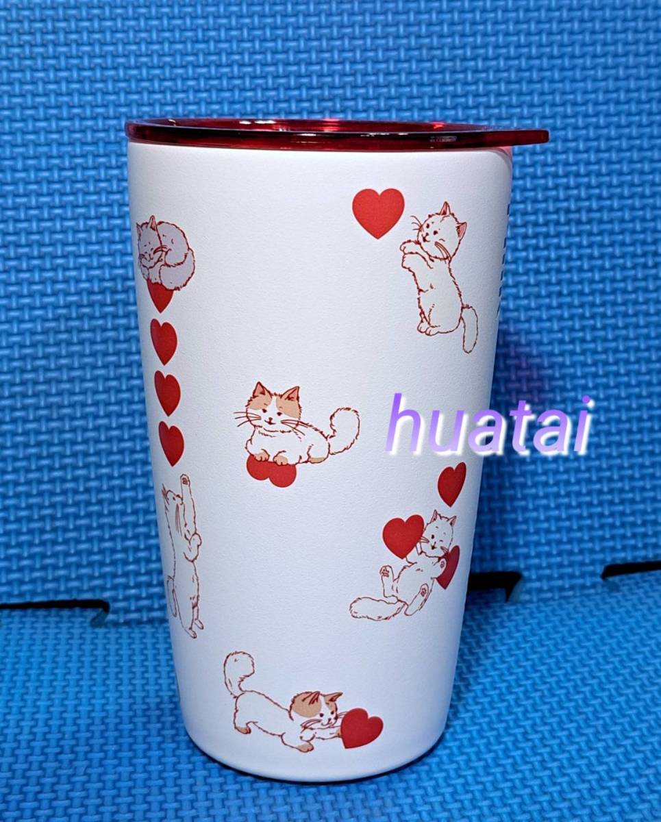 ◆台湾最新◆2024年 スターバックス STARBUCKS バレンタイン ネコ 猫 ステンレスタンブラー ステンレスボトル カップ ホワイト 355ml_画像2