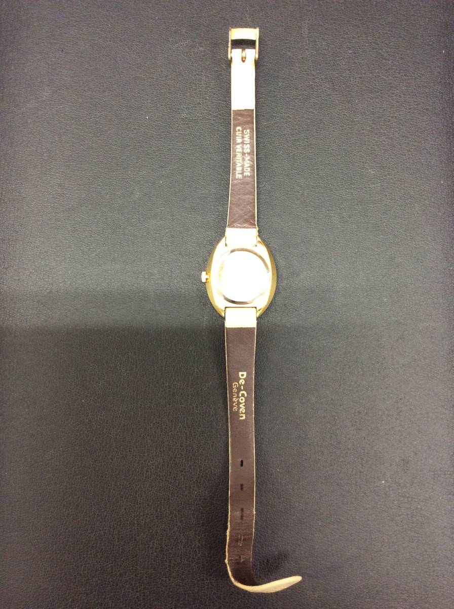 S1238　DE COVEN デ コーヴェン 手巻 腕時計 スイス製 INCABLOC アンティーク 不動 ベルト劣化 ジャンク品扱い_画像3