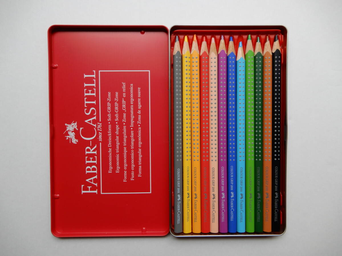 少し使用 FABER-CASTELL 水彩色鉛筆 12カラーグリップ 12色 ソフトグリップ 名門文具ブランド 握りやすい 滑りにくい三角デザインの画像4